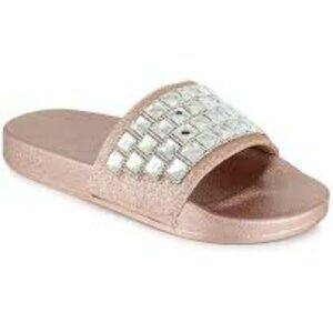 Bebe Flashie Metallic Studded Slide Sandals ** SZ 8
